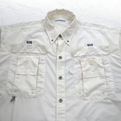 Columbia PFG Bahama II Short Sleeve Shirt Fishing Shirt M White Nylon FM7047