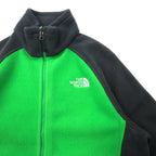 THE NORTH FACE Full Zip Fleece Jacket S Green Gray Polyester One Point Logo Embroidery