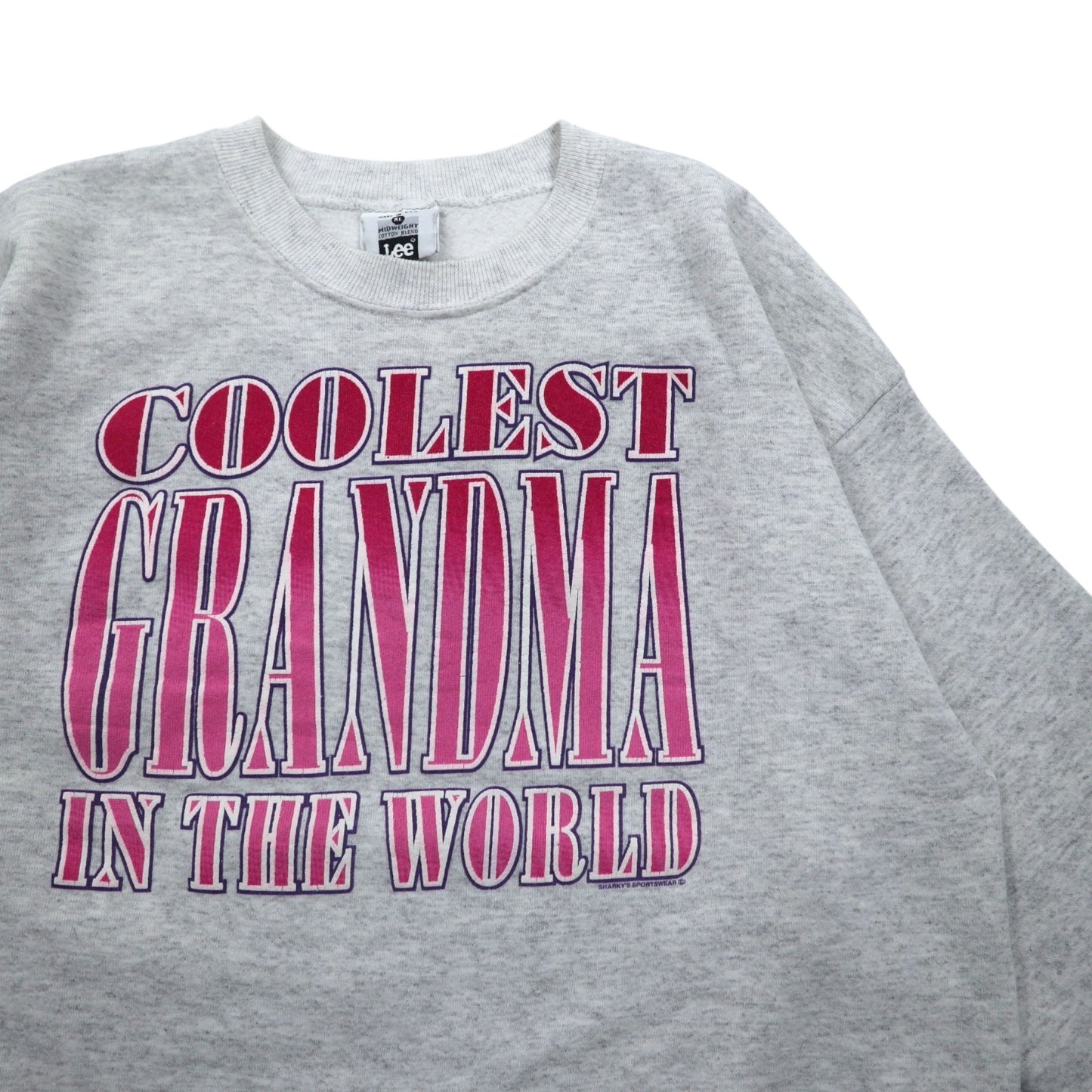 USA製 90年代 Lee プリント スウェット XL グレー COOLEST GRANDMA IN THE WORLD