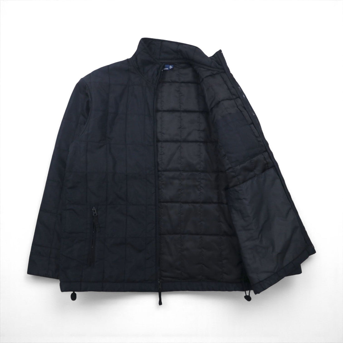 Polo Ralph Lauren 90s Quilted Jacket, Size L, Navy, Nylon, Padded, Drawcord, Stand Collar