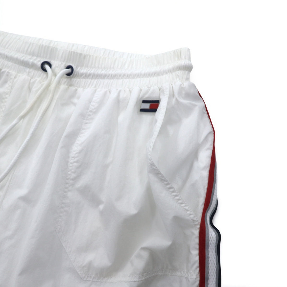 TOMMY HILFIGER SPORT nylon track pants jersey S white side line