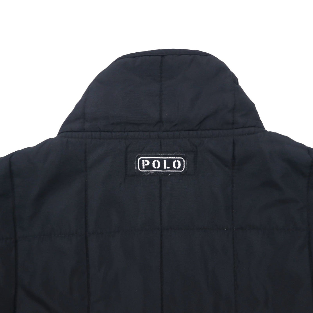 Polo Ralph Lauren 90s Quilted Jacket, Size L, Navy, Nylon, Padded, Drawcord, Stand Collar