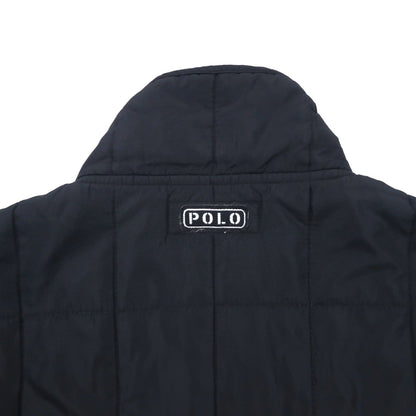 Polo Ralph Lauren 90年代 キルティングジャケット L ネイビー ナイロン 中綿 ドローコード スタンドカラー