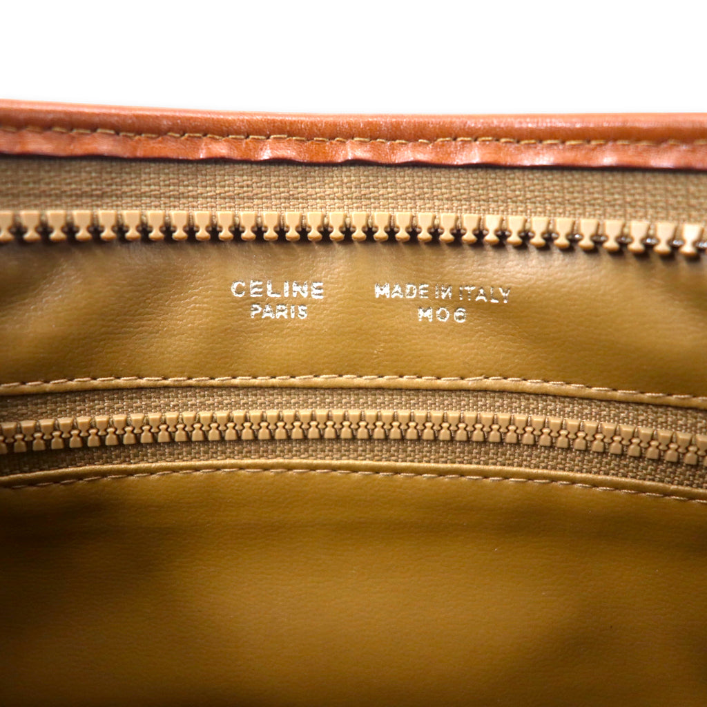 CELINE マカダム セカンドバッグ クラッチバッグ ブラウン PVC レザー ririジップ M06 オールド イタリア製