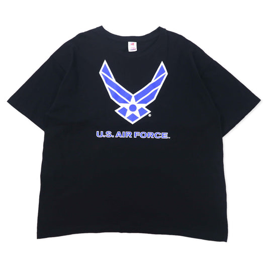 日本然リトテ-古着オンライン-US AIR FORCE 米軍 プリント Tシャツ 2XL ブラック コットン ミリタリー BAYSIDE MADE TEE-US AIR FORCE US Army Print T-Shirt 2XL Black Cotton Military BAYSIDE MADE TEE