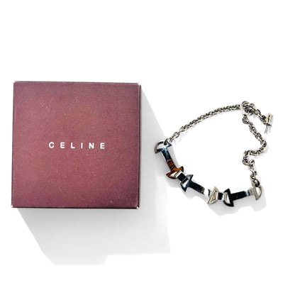 CELINE フランス製 ホースビット チェーン ネックレス チョーカー シルバー メタル ABF2刻印