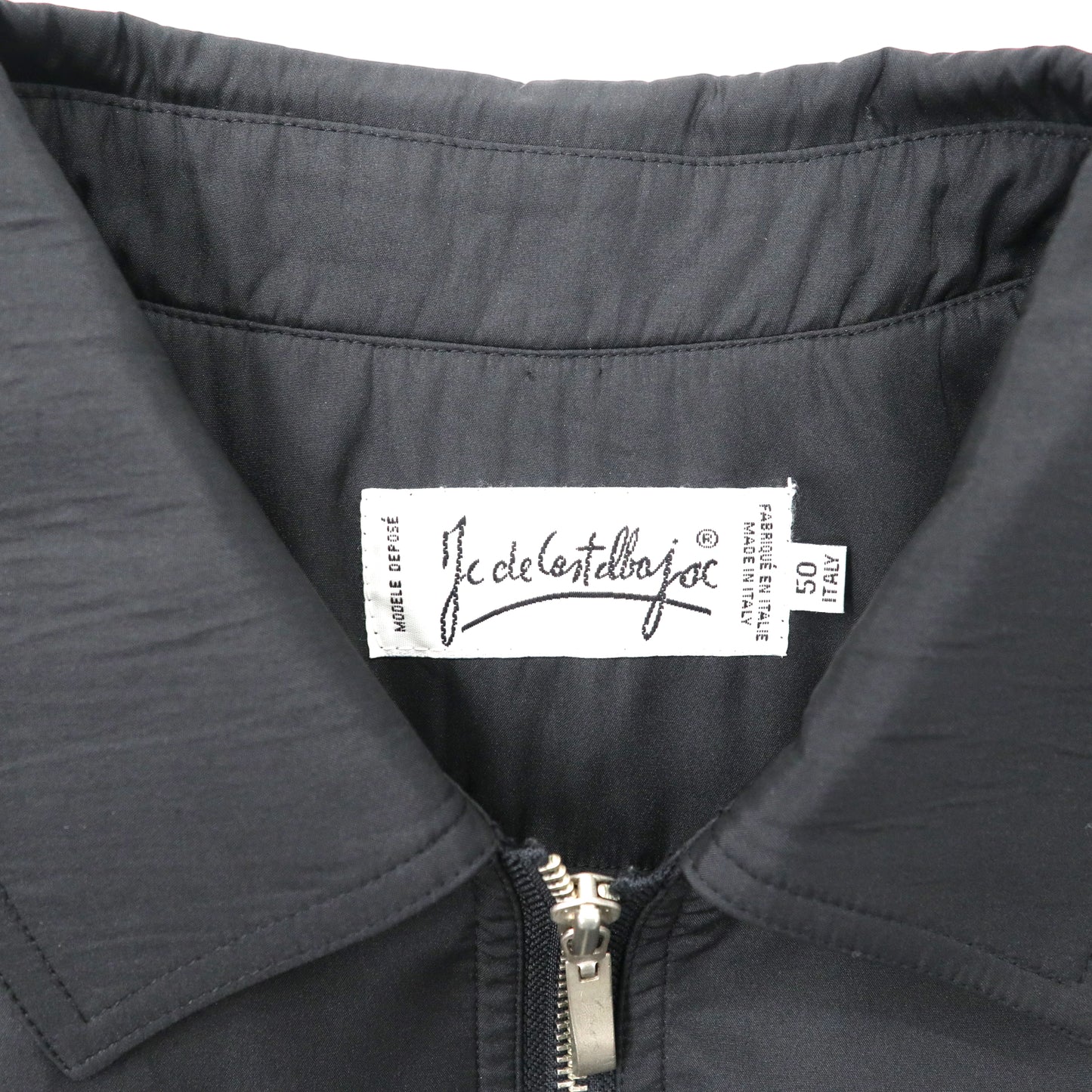 JC de Castelbajac スウィングトップ ハリントンジャケット 50 ブラック ナイロン キャラクター刺繍 イタリア製