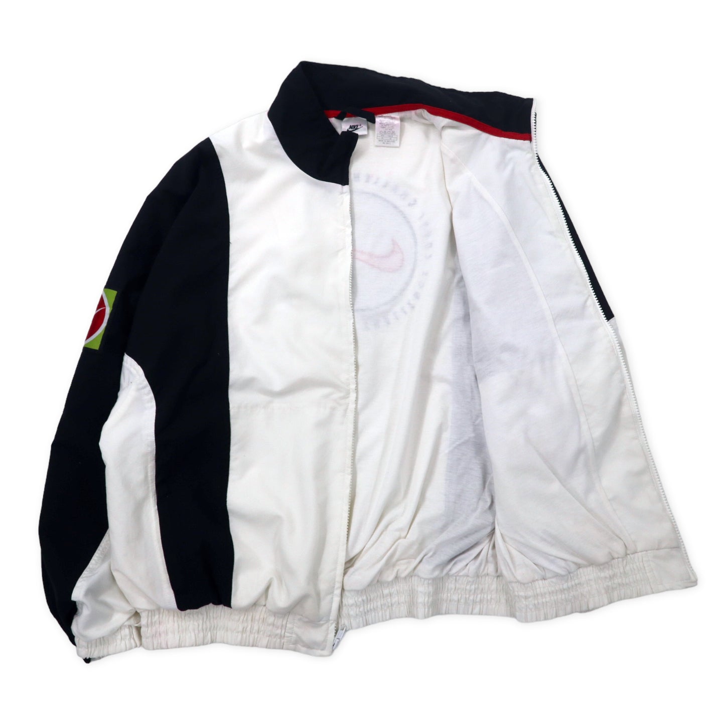 NIKE 90年代 CHALLENGE COURT トラックジャケット ジャケット M ホワイト ブラック ポリエステル バックロゴ刺繍 銀タグ スウォッシュロゴ ビッグサイズ