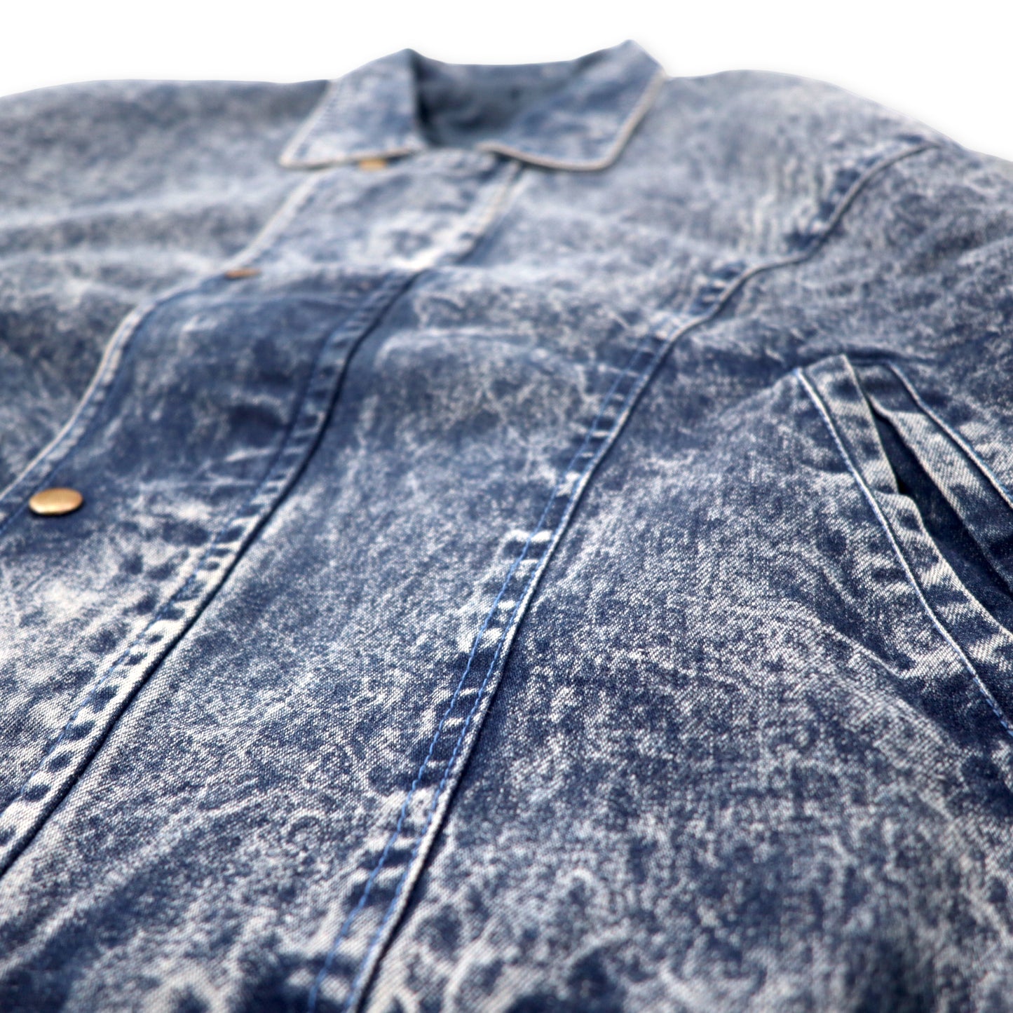 Chemical Wash Denim Bomber Jacket ケミカルウォッシュ デニム ボンバージャケット XL ブルー キルティングライナー ビッグサイズ 90年代