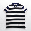 LACOSTE ボーダー ポロシャツ 2XL REGULAR FIT ホワイト ブラック 鹿の子 ビッグサイズ PH4984