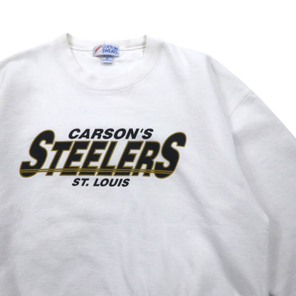 USA製 90年代 JERZEES COTTON SWEATS プリント スウェット XL ホワイト CARSON'S STEELERS