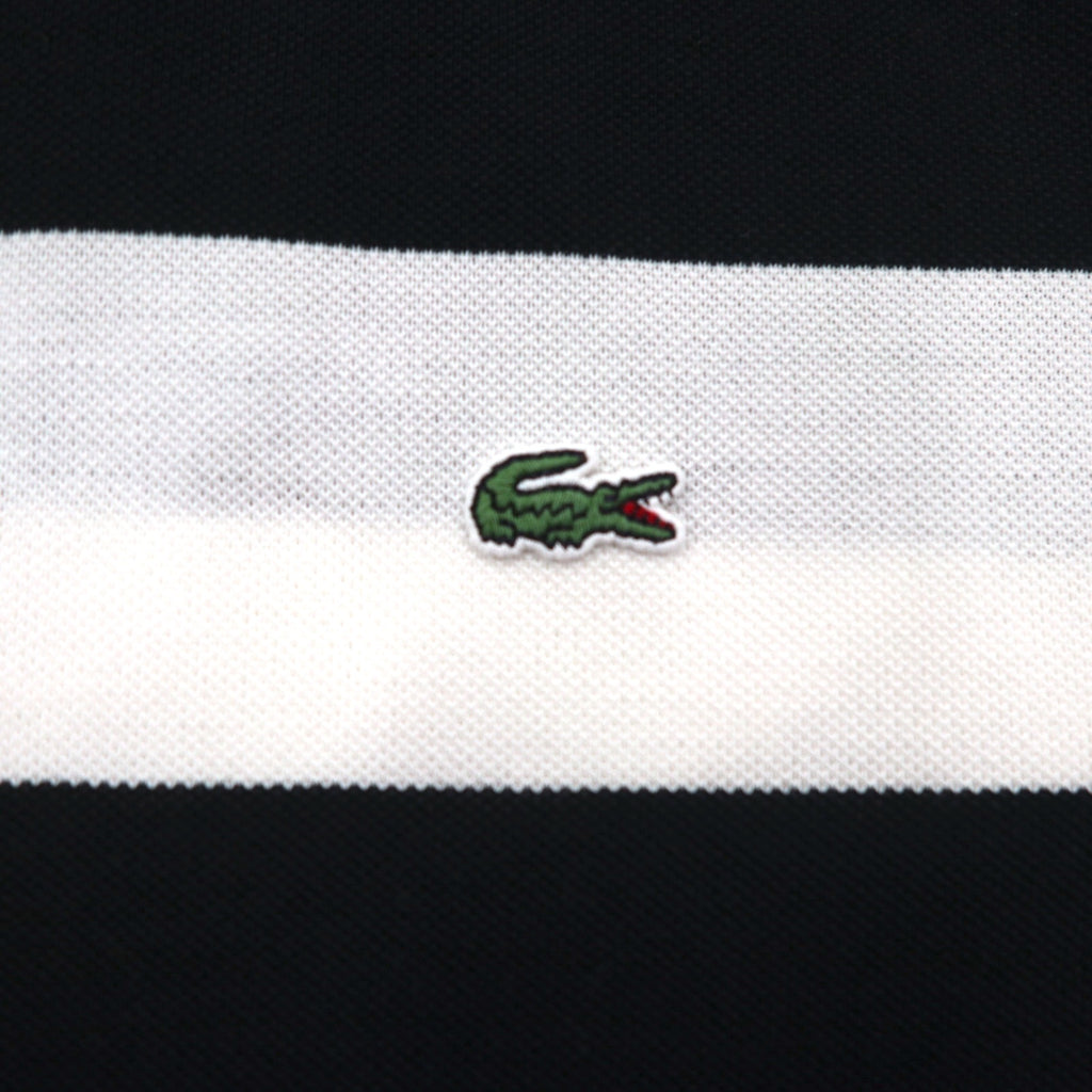 LACOSTE ボーダー ポロシャツ 2XL REGULAR FIT ホワイト ブラック 鹿の子 ビッグサイズ PH4984