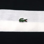 LACOSTE ボーダー ポロシャツ 2XL REGULAR FIT ホワイト ブラック 鹿の子 ビッグサイズ PH4984