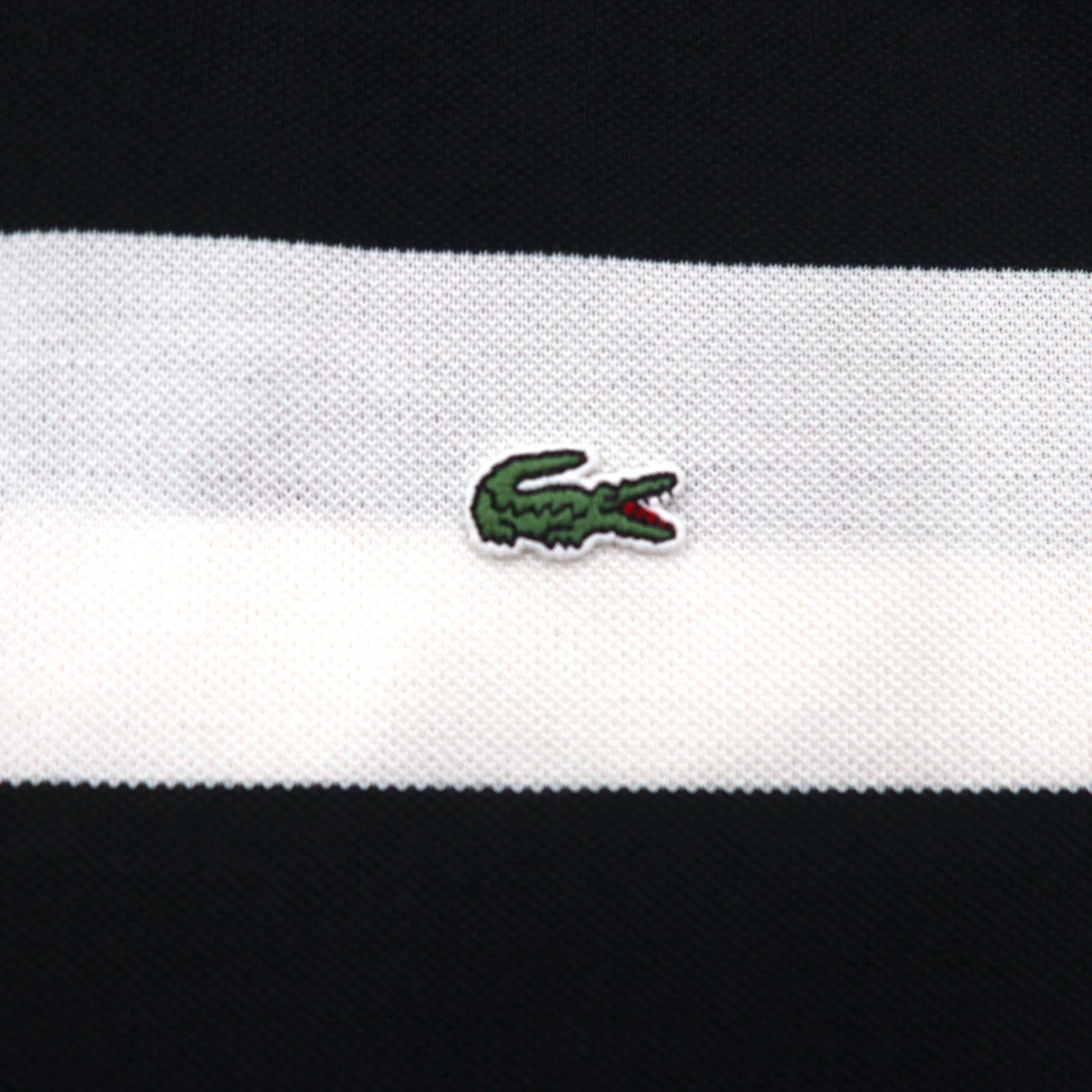 LACOSTE ボーダー ポロシャツ 2XL REGULAR FIT ホワイト ブラック 鹿の子 ビッグサイズ PH4984