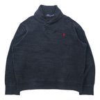 日本然リトテ-古着オンライン-POLO RALPH LAUREN ショールカラー スウェット XL グレー コットン スモールポニー刺繍-POLO RALPH LAUREN Shawl collar Sweatshirt XL Gray Cotton Small Pony Embroidery