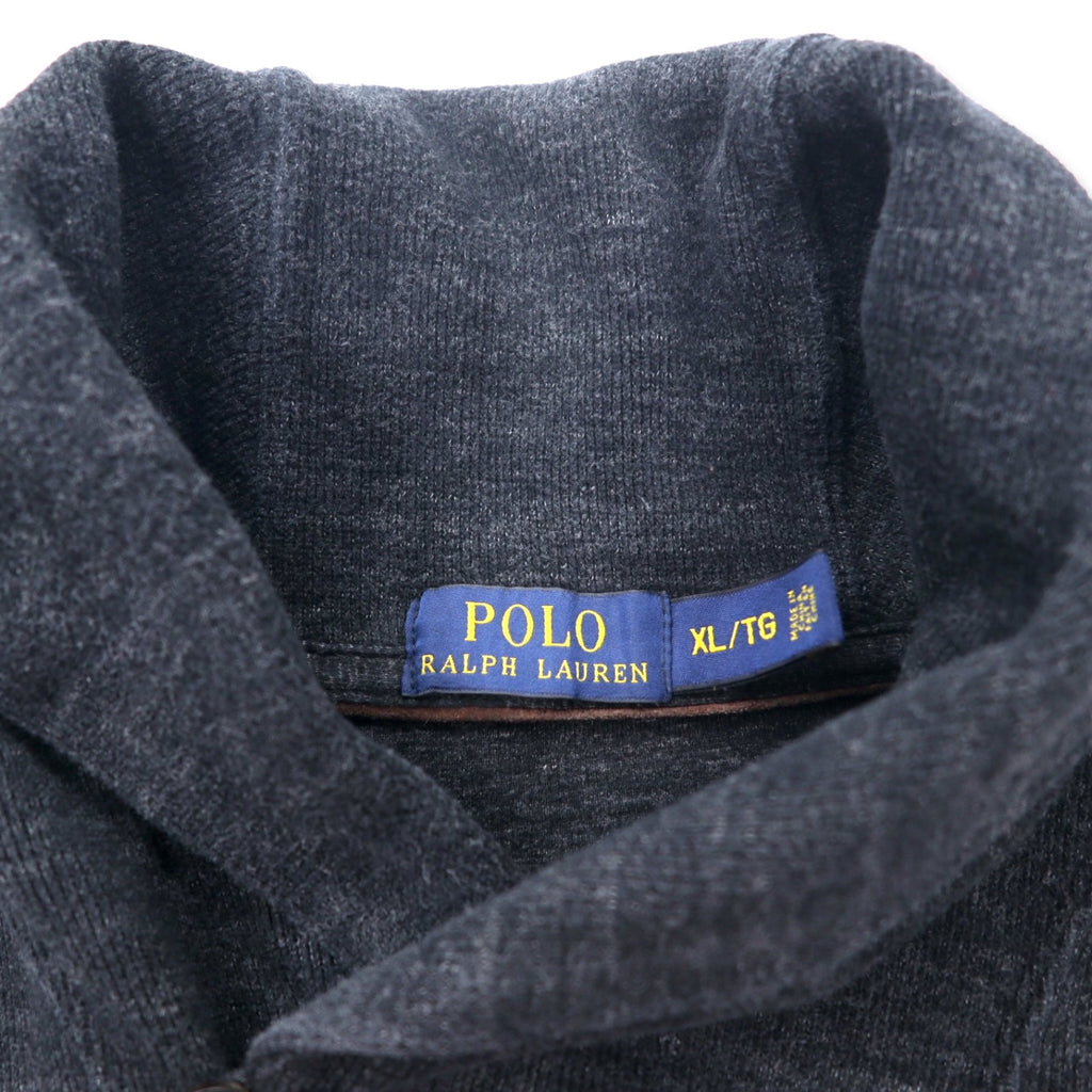 POLO RALPH LAUREN Shawl collar sweatshirt, XL, grey, cotton, small pony embroidery