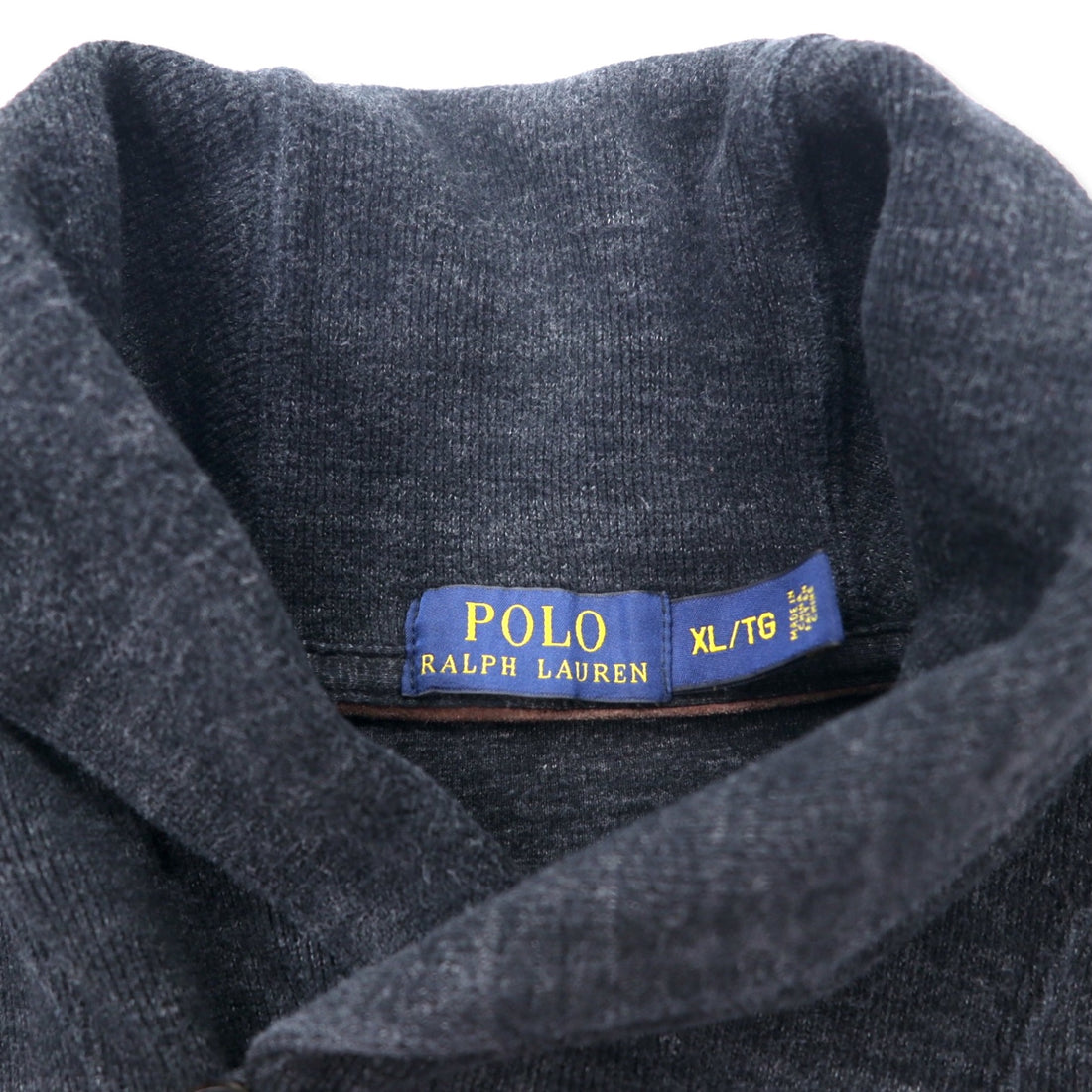 POLO RALPH LAUREN Shawl collar sweatshirt, XL, grey, cotton, small pony embroidery