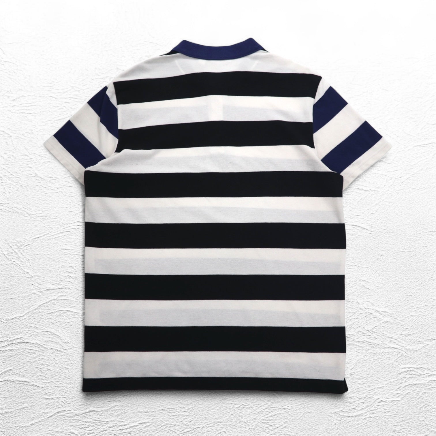 LACOSTE ボーダー ポロシャツ 2XL REGULAR FIT ホワイト ブラック 鹿の子 ビッグサイズ PH4984