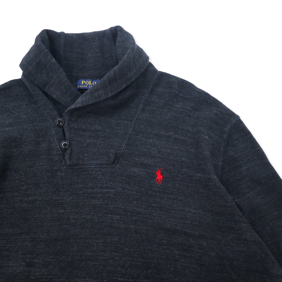 POLO RALPH LAUREN Shawl collar sweatshirt, XL, grey, cotton, small pony embroidery