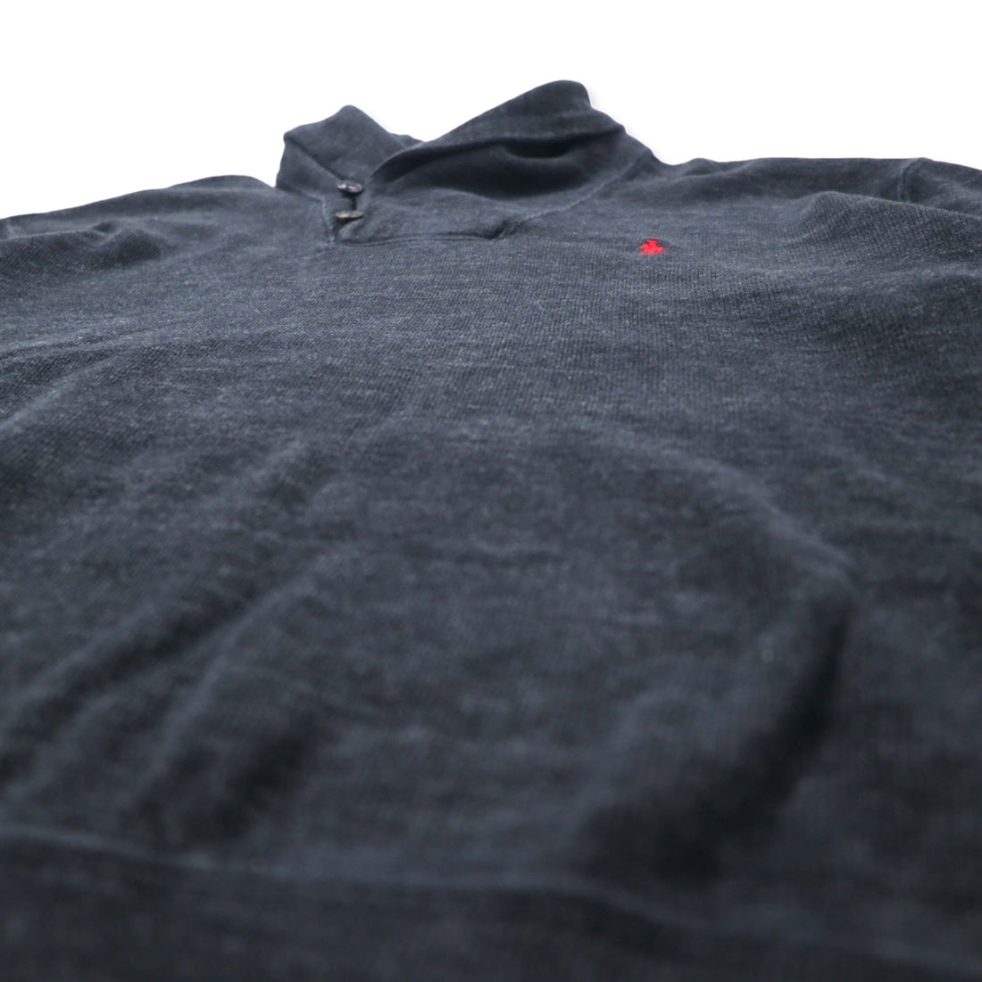 POLO RALPH LAUREN Shawl collar sweatshirt, XL, grey, cotton, small pony embroidery