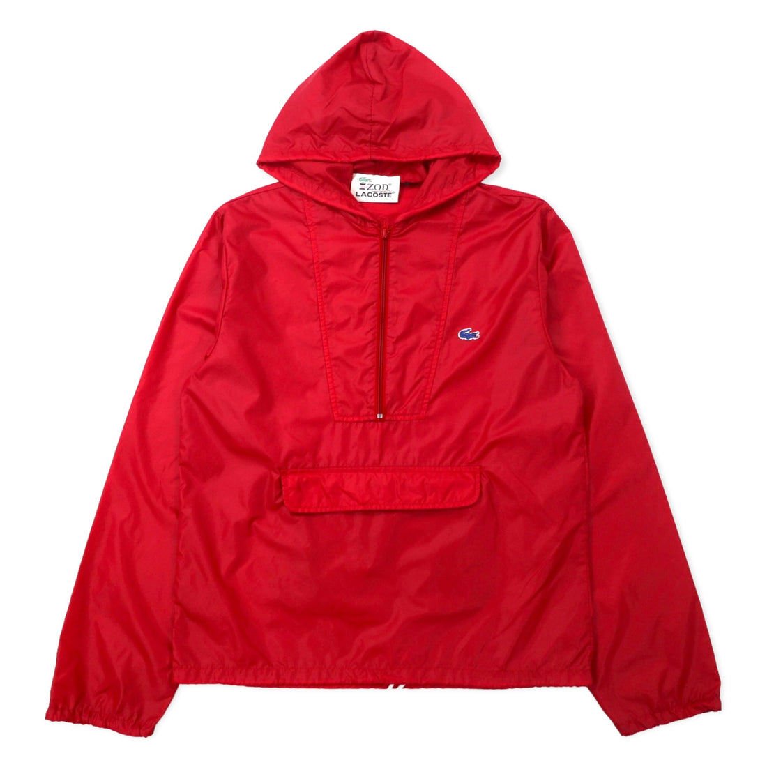 日本然リトテ-古着オンライン-IZOD LACOSTE 80年代 糸巻きタグ アノラックパーカー S レッド ナイロン パッカブル-IZOD LACOSTE 80's Thread Wrap Tag Anorak Hoodie S Red Nylon Packable