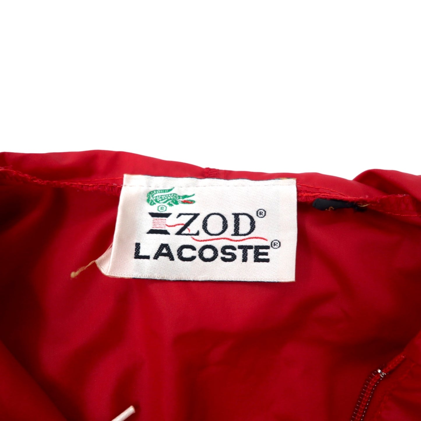 IZOD LACOSTE 80年代 糸巻きタグ アノラックパーカー S レッド ナイロン パッカブル