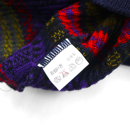 Japan Vintage 90s Jacquard Knit Sweater ジャガード デザインニット セーター XL 総柄 Vネック MERDOVER 90年代 日本製