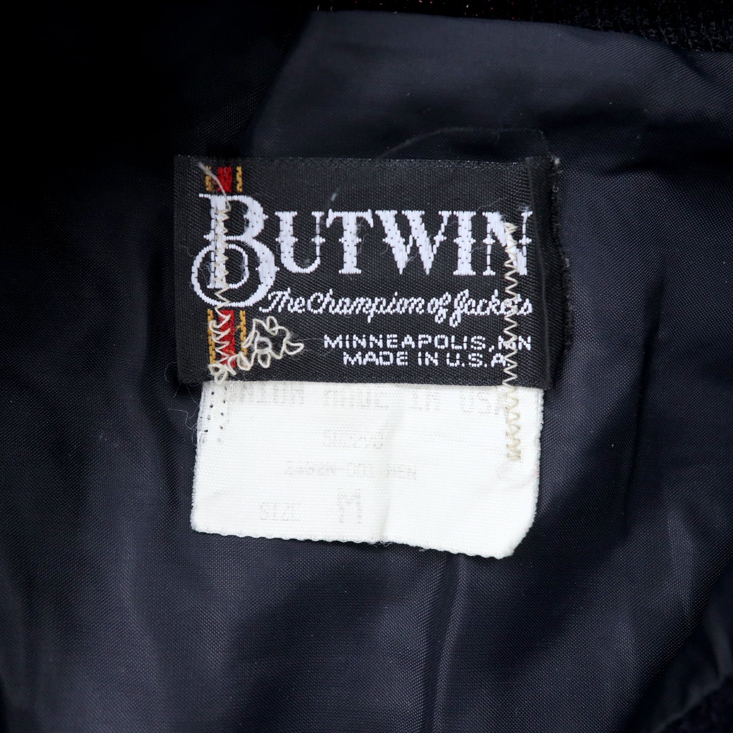 USA製 90年代 BUTWIN 袖レザー切替 スタジャン M ネイビー ウール