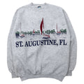 日本然リトテ-古着オンライン-TULTEX 90年代 プリント スウェット M グレー コットン 裏起毛 ST. AUGUSTINE FL メキシコ製-TULTEX 90's Print Sweatshirt M Gray Cotton brushed lining ST. AUGUSTINE FL Mexico Made