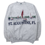 日本然リトテ-古着オンライン-TULTEX 90年代 プリント スウェット M グレー コットン 裏起毛 ST. AUGUSTINE FL メキシコ製-TULTEX 90's Print Sweatshirt M Gray Cotton brushed lining ST. AUGUSTINE FL Mexico Made