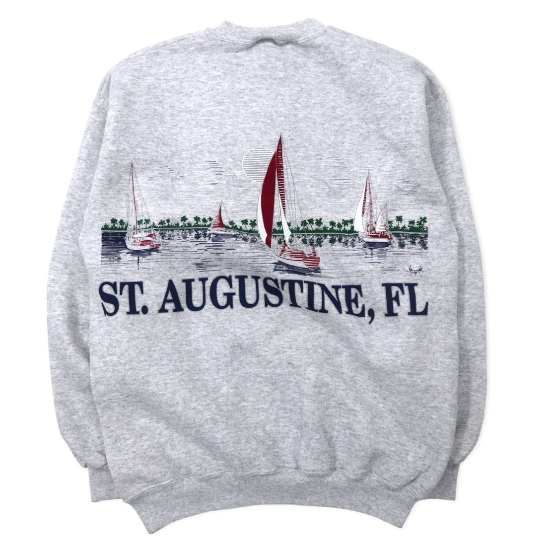 TULTEX 90s Printed Sweatshirt M Grey Cotton Fleece Lining ST. AUGUSTINE FL Made in Mexico
