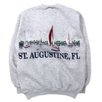 TULTEX 90s Printed Sweatshirt M Grey Cotton Fleece Lining ST. AUGUSTINE FL Made in Mexico