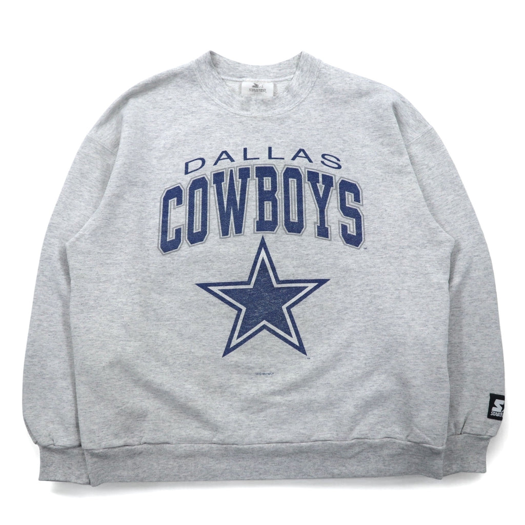 STARTER USA Made 90s NFL Print Sweatshirt L Gray DALLAS COWBOYS Arch Logo