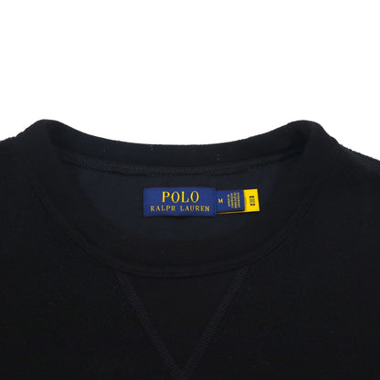 Polo Ralph Lauren 前V 起毛 スウェット トレーナー M ブラック フリース 肩ポケット スモールポニー刺繡