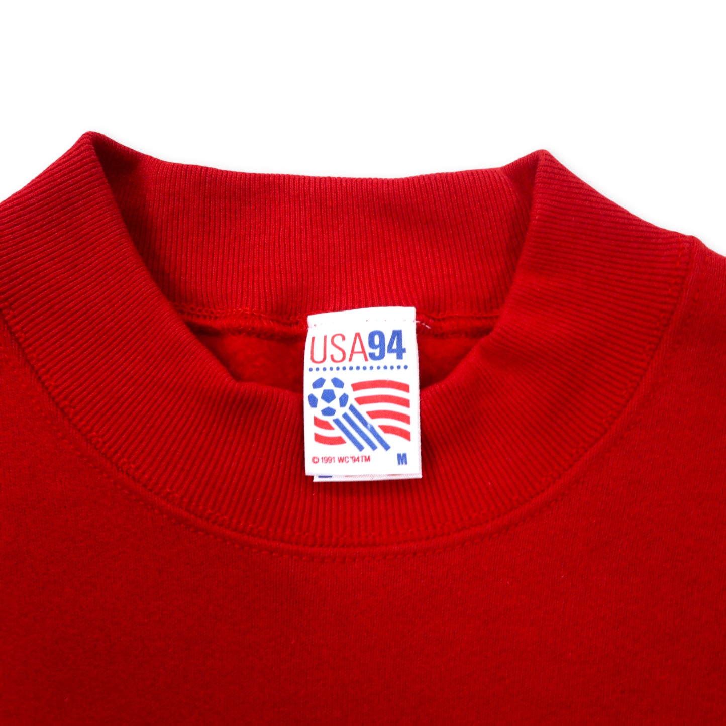 FRUIT OF THE LOOM USA製 90年代 サッカー プリントスウェット M レッド コットン 裏起毛 FIFA WORLD CUP USA94 バックプリント