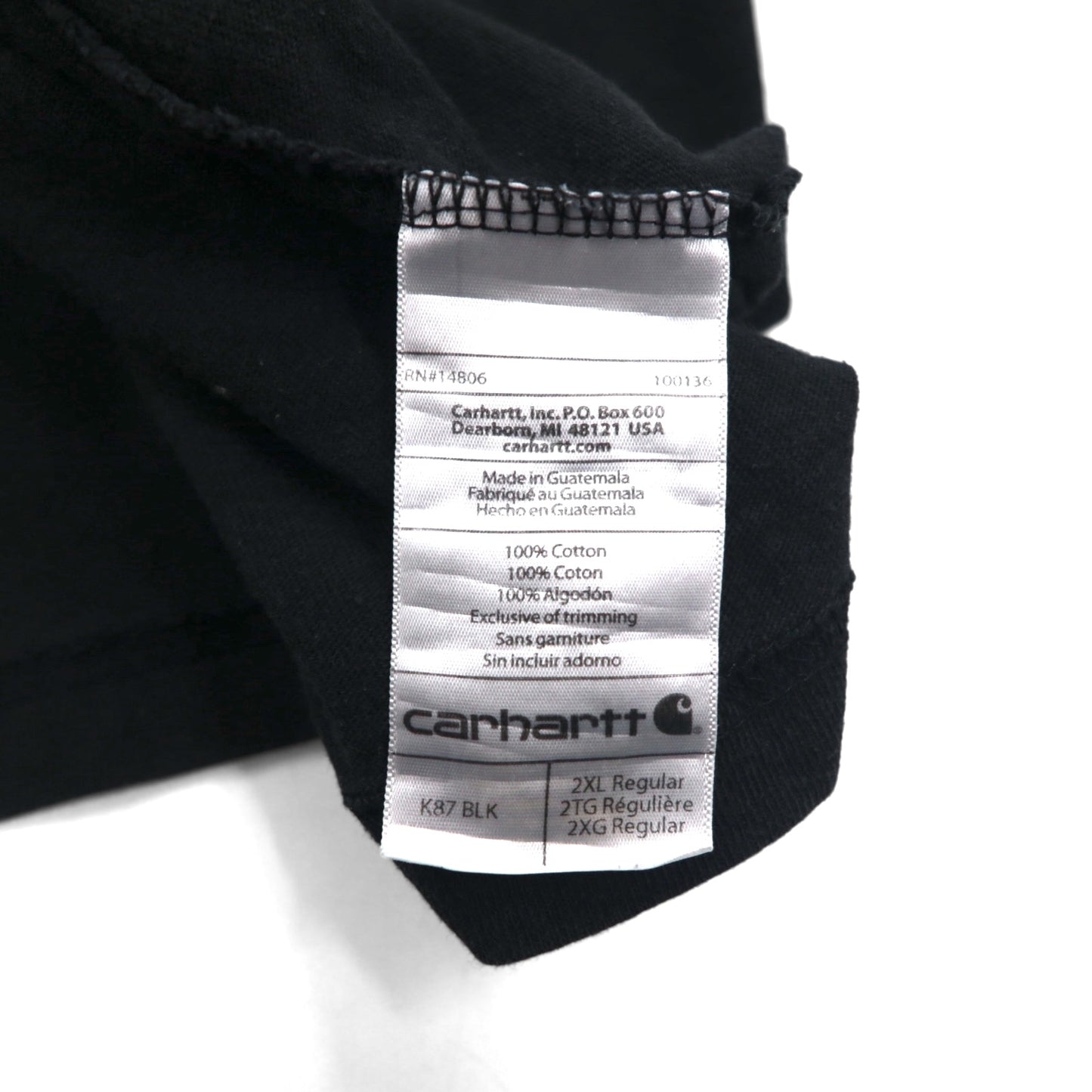 carhartt オリジナルフィット ポケット Tシャツ ポケTee 2XL ORIGINAL FIT ブラック ビッグサイズ