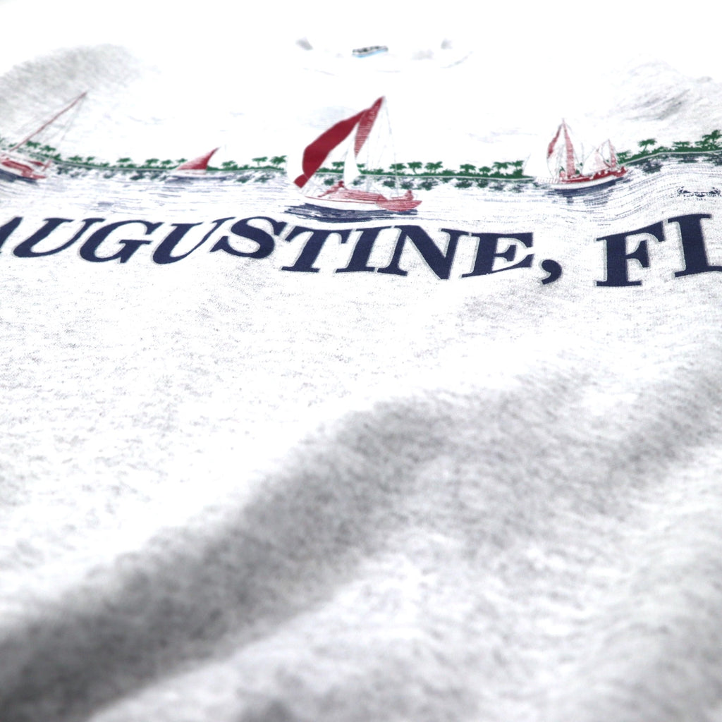 TULTEX 90s Printed Sweatshirt M Grey Cotton Fleece Lining ST. AUGUSTINE FL Made in Mexico