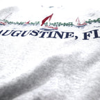 TULTEX 90s Printed Sweatshirt M Grey Cotton Fleece Lining ST. AUGUSTINE FL Made in Mexico