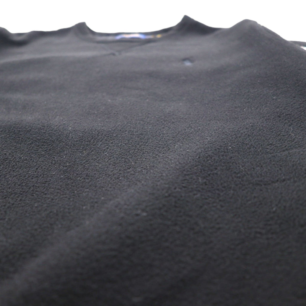 Polo Ralph Lauren V-neck brushed fleece sweatshirt, size M, black, with shoulder pockets and small pony embroidery.