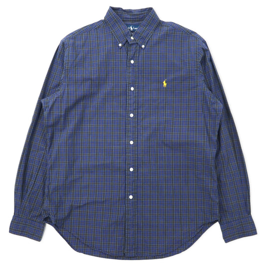Ralph Lauren ボタンダウンシャツ M ブルー チェック コットン CLASSIC FIT スモールポニー刺繍