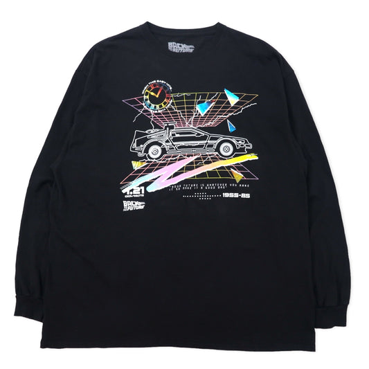 BACK TO THE FUTURE バックトゥザフューチャー デロリアン ムービー Tシャツ ロンT 2XL ブラック コットン ビッグサイズ