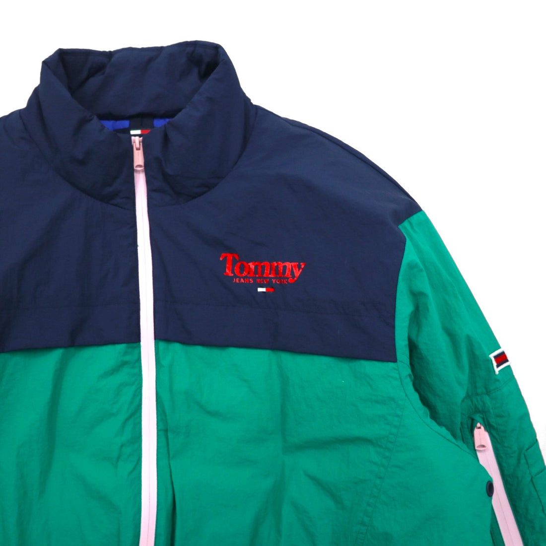 TOMMY JEANS Stand Collar Insulated Jacket, Size M, Two-Tone, Padded, Contrast Zip, DW0DW08827