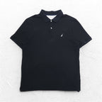NAUTICA Classic Fit Polo Shirt 2XL Classic Fit Black Pique One Point Logo Embroidery