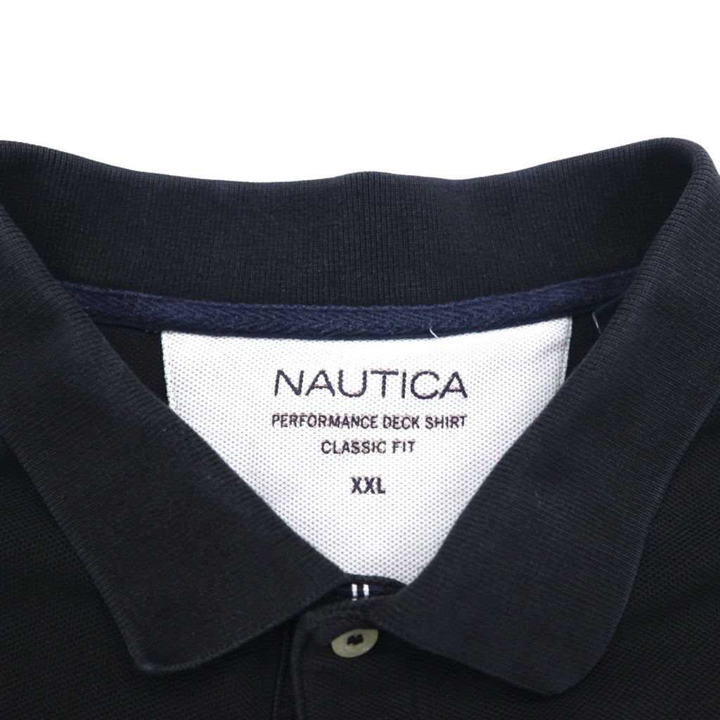 NAUTICA Classic Fit Polo Shirt 2XL Classic Fit Black Pique One Point Logo Embroidery