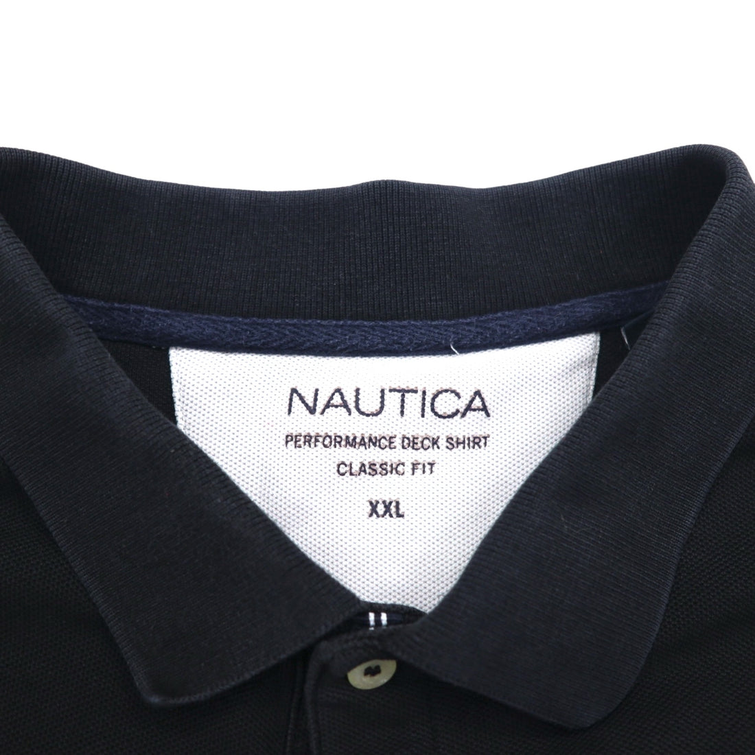 NAUTICA Classic Fit Polo Shirt 2XL Classic Fit Black Pique One Point Logo Embroidery