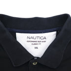 NAUTICA Classic Fit Polo Shirt 2XL Classic Fit Black Pique One Point Logo Embroidery