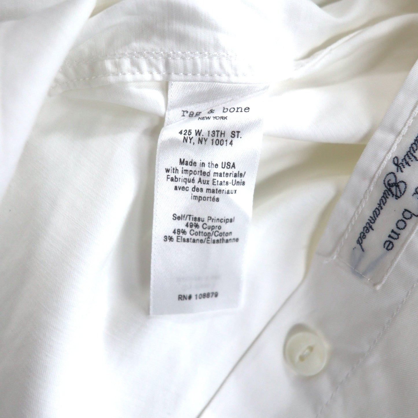 rag & bone USA製 前後2WAY デザイン グランパシャツ S ホワイト コットン レイヤード