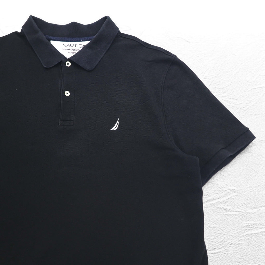 NAUTICA Classic Fit Polo Shirt 2XL Classic Fit Black Pique One Point Logo Embroidery