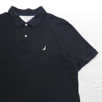 NAUTICA Classic Fit Polo Shirt 2XL Classic Fit Black Pique One Point Logo Embroidery