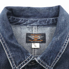 HARLEY DAVIDSON デニム カバーオール L インディゴ ブルー コットン ワッペン